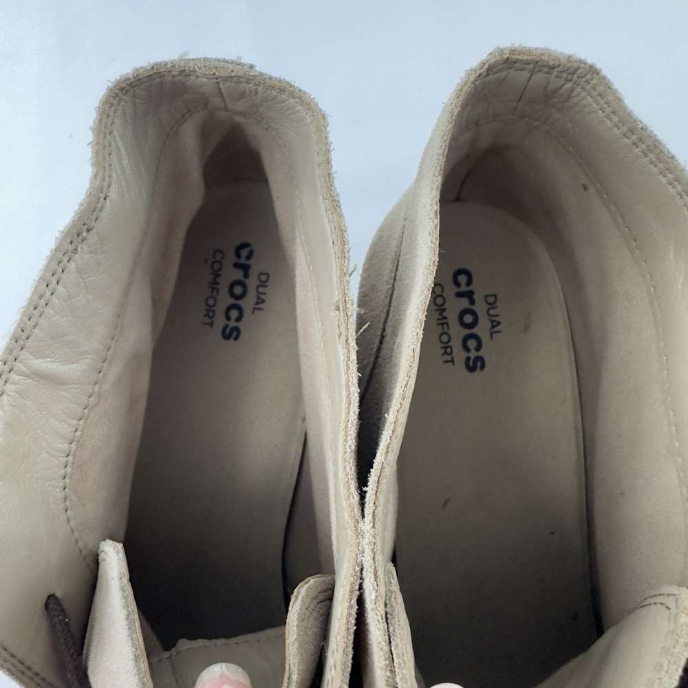 Crocs Women's Suede Wedge Ankle Boots Size 10 Taupe - Picture 7 of 11